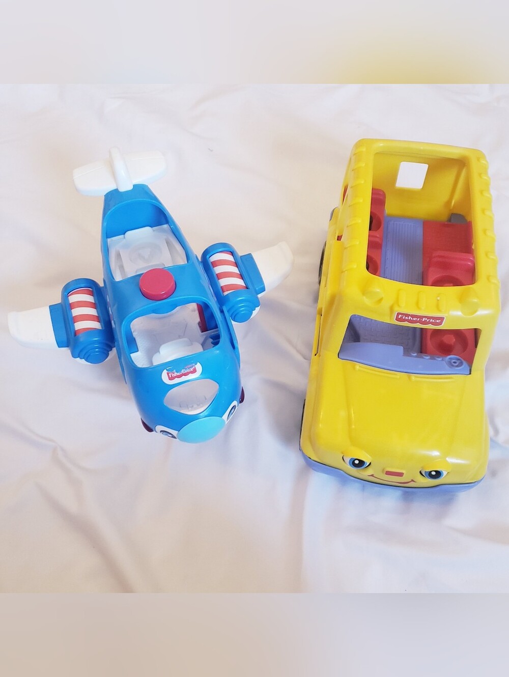 Fisher-Price Blue Airplane & Yellow School Bus Toys